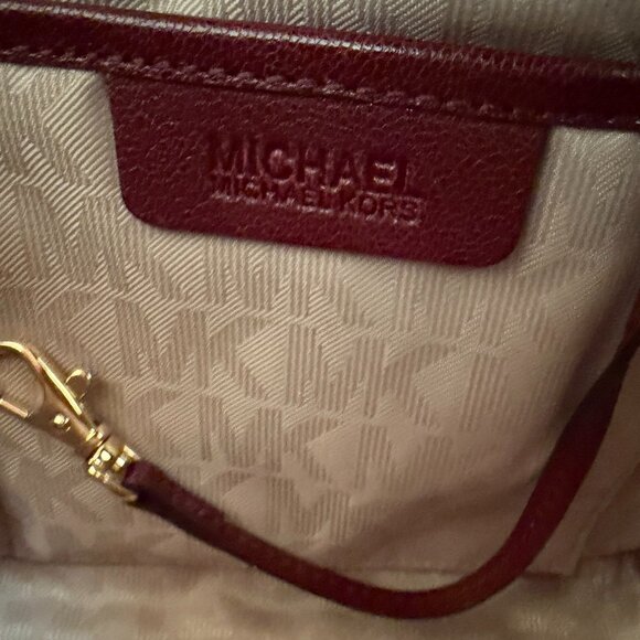 MICHAEL KORS Collins Studded Medium Leather Satchel in Merlot - Picture 11 of 14